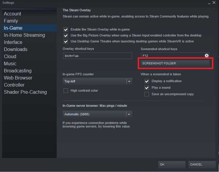 Change Steam Screenshot Folder Location